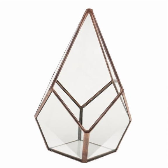 Dualoai 2x Geometric Terracotta Geometric Planter, 12x12x17cm In Copper