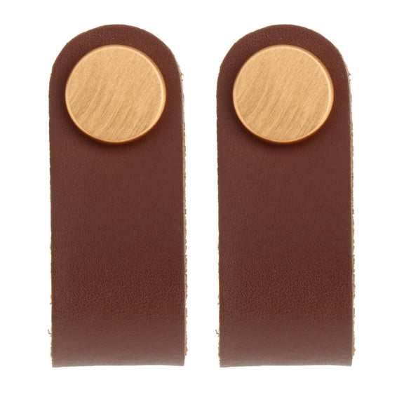 Dualoai 2x Handmade Leather Drawer Pulls/Knobs/Handles/for Wardrobe Closet Briefcase Suitcase Wine Cabinet Wooden Box Gift Box Shoebox Furniture Hardware