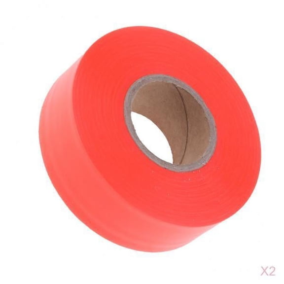Dualoai 2x High Visibility Hunting Hiking Trail Marking Flagging Tape Ribbon Orange