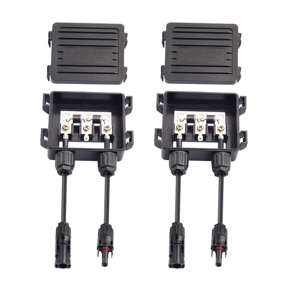 Dualoai 2x Photovoltaic Solar Junction Box PV Connecting Box with 2 Diodes 50W-170W 6A