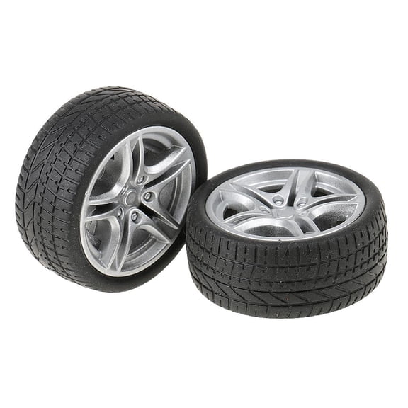 Dualoai 2x Plastic Wheel Tire, Craft Accessories for DIY Robot Smart Car, Model Vehicle 48mm