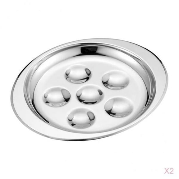 Dualoai 2x Stainless Steel Escargot Baking Plate Mushroom Snail Dish Server Tray