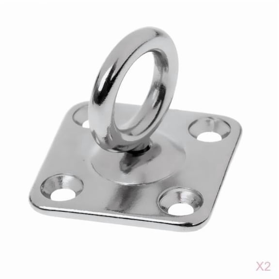 Dualoai 2x Stainless Steel Swivel Square Pad Eye Plate Boat Rigging Hardware