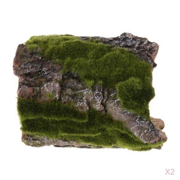 Dualoai 2x Tree Bark Bend Hideouts Reptile Habitat Lizard Hide Aquarium Fish Tank Cave