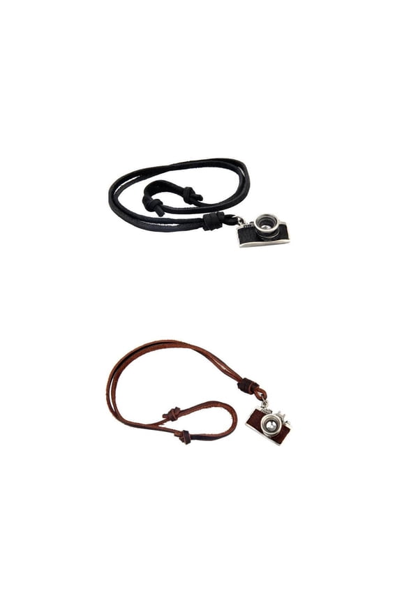 2x Vintage Style Photography Camera Pendant Leather Necklace Charms Jewelry