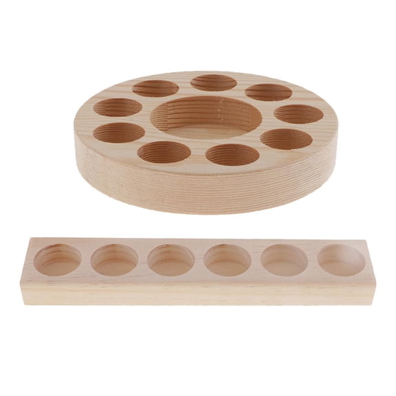 Dualoai 2x Wood Essential Oils Holder Stand Rack Display Shelf Storage Case Box Holders