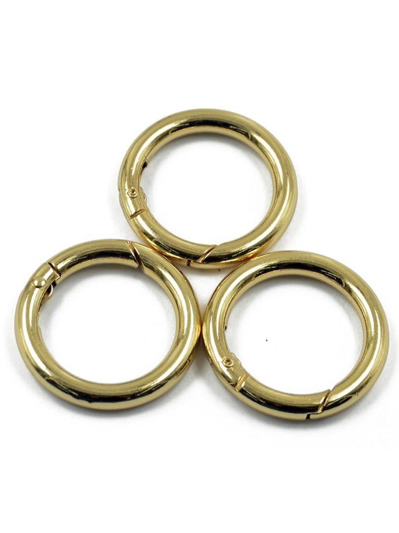 3 GOLD CIRCLE ROUND CARABINER CAMPING SPRING SNAP CLIP HOOK KEYCHAIN KEYRING