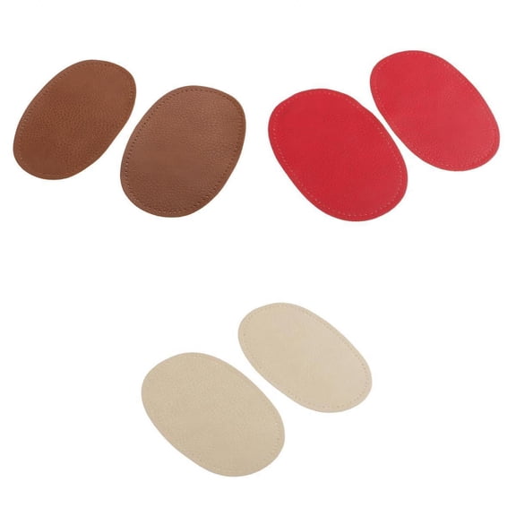 Dualoai 3 Pairs Imitation Leather Sew Iron on Patches Oval Appliques Accessories