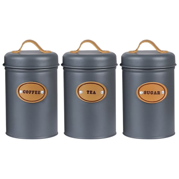 Dualoai 3-Piece Set Storage Canisters Space Saving with Sealing Cover Durable Galvanized Grey