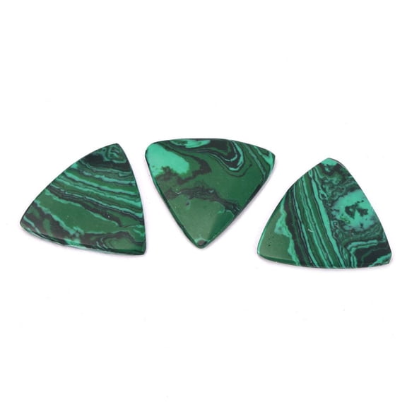 Dualoai 3 Pieces Malachite Triangle Plectrums Picks for Guitar Banjo Musical Instrument