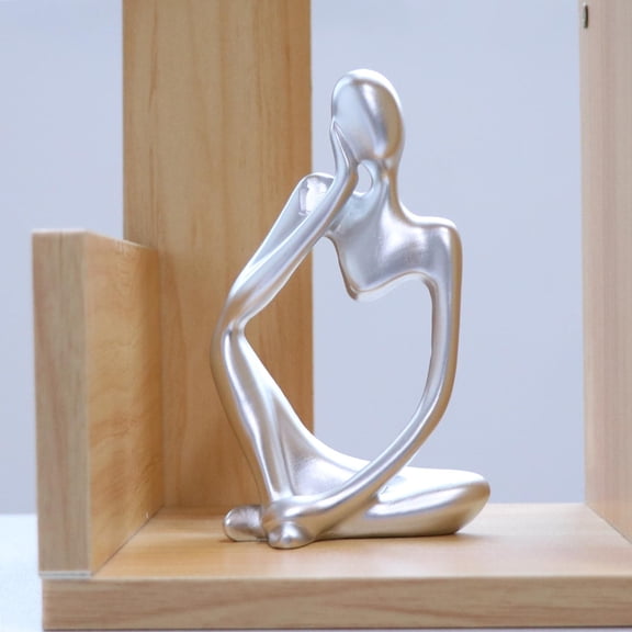 Dualoai 3 Pieces Resin Thinker Sculpture Figure Statue for Tabletop Bookcase Decor