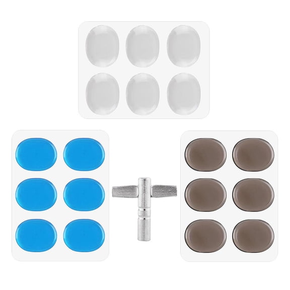 Dualoai 3 Sets Drum Damper Pads Drum Kit Tool w/ Drum Tuner for Drummer