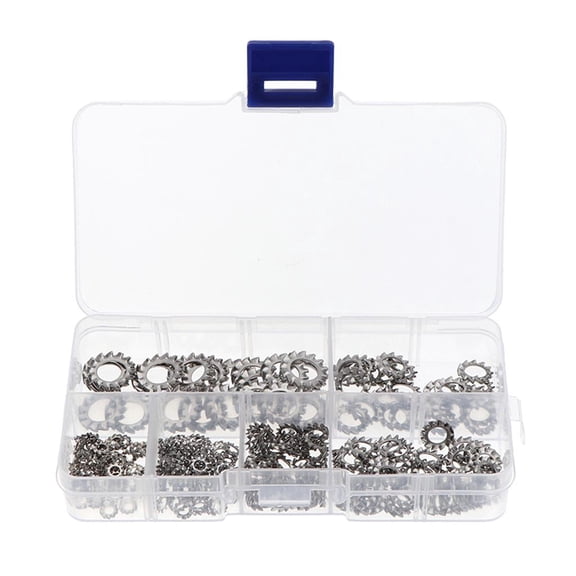 Dualoai 300pcs/set Stainless Steel Lock Washers External Tooth Star Lock Washers Spring