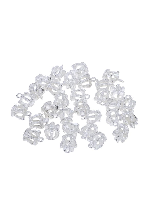30pcs Crown Pendant for Necklace Bracelet Handmade Jewelry Pendants Silver Bright Silver