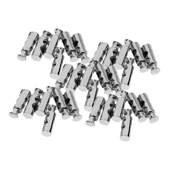 Dualoai 30x Silver Metal Toggles Spring Stop Drawstring Rope Cord Locks Ends 2 Holes