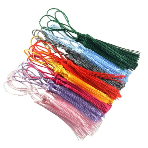 Dualoai 30xSilky Handmade Soft Craft Mini Tassels With Loops DIY Making Tassels Pendant