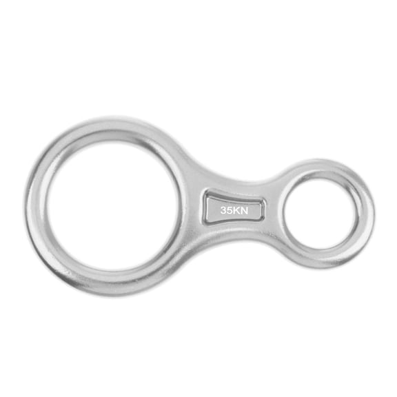 Dualoai 35KN Figure 8 Climbing Mountaineering Rappelling Ring Belay Device Silver