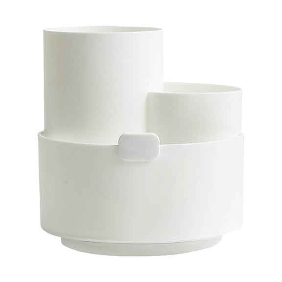 Dualoai 360 Rotating Pen Holder 3 Grids Pencil Pot Desktop Stationary Organizer for Home White