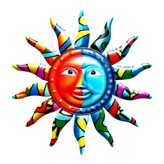 Dualoai 3D Metal Sun Wall Decor Hanging Bedroom Kitchen Garden Fence Porch Celestial Sun