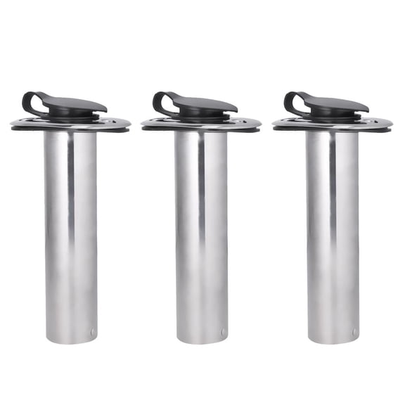 Dualoai 3Pcs Yacht Stainless Steel 90 Degree Fishing Rod Holder Flush Mount Pole Tube Stand