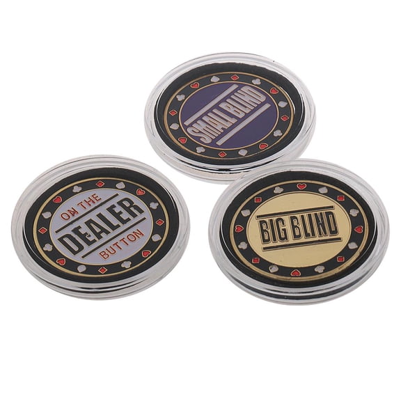 Dualoai 3pcs/Set Poker Game Dealer Buttons Small Blind Big Blind Playing Card Parts 3Pcs