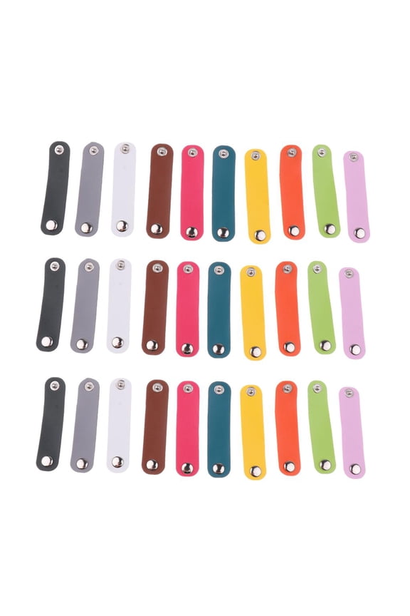 3pcs Simple Design Leather Strip w/ Snap Buttons Scarf Buckles Ring Hijab Clips