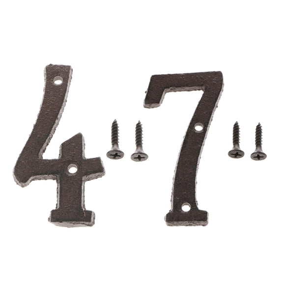 Dualoai 4 & 7 Rustic Metal Wrought Iron Address Number for Mailbox Sturdy Decorating