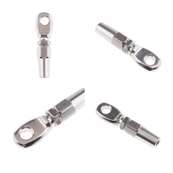 Dualoai 4 PCS 6mm Stainless Steel Wire Rope Swageless Eye Terminal End Compression