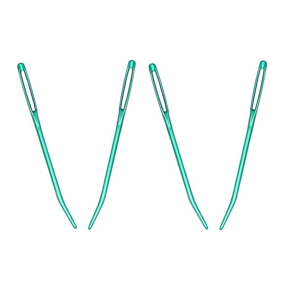 Dualoai 4 Pieces Aluminum Darning Needles Sewing Needles with Large Eye And Curved Tip,