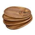 thumbnail image 1 of Dualoai 4 Pieces Appetizer Plate Cheese Board for Party Gift Wooden Handheld Snack Tray with Drinks Holder for Party Catering Candies Oval, 1 of 9