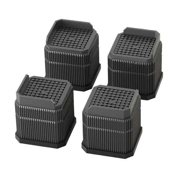 Dualoai 4 Pieces Bed Risers Chair Leg Lift Risers Multipurpose Shock Absorption Raisers Chair Leg Extenders for Washers Appliance Use Black