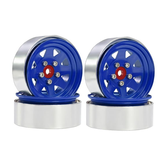 Dualoai 4 Pieces RC Wheel Rims Metal Replaces 12mm Hex for 1/10 RC Crawler Car SCX10 Blue