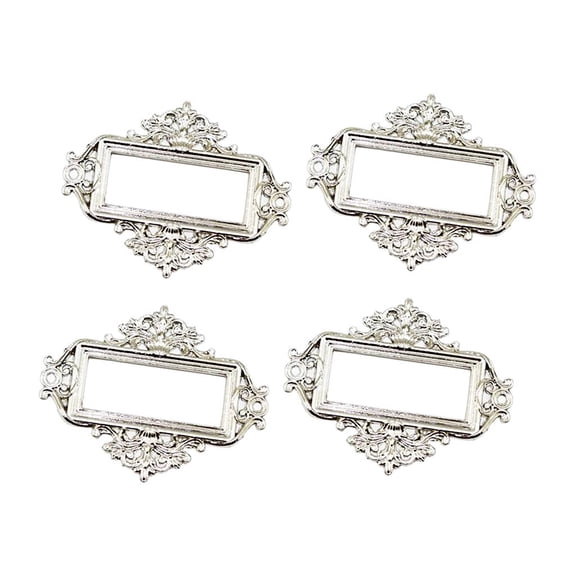 Dualoai 4 Pieces Vintage Label Frame Name Labels Holder Label Holder for Filing Cabinet Silver
