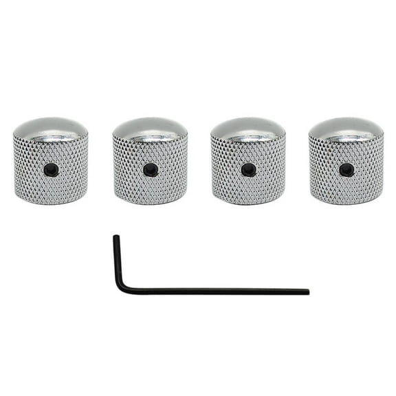 Dualoai 4 Silver Metal Volume Control Knob Button for Electric Guitar Bass Accs