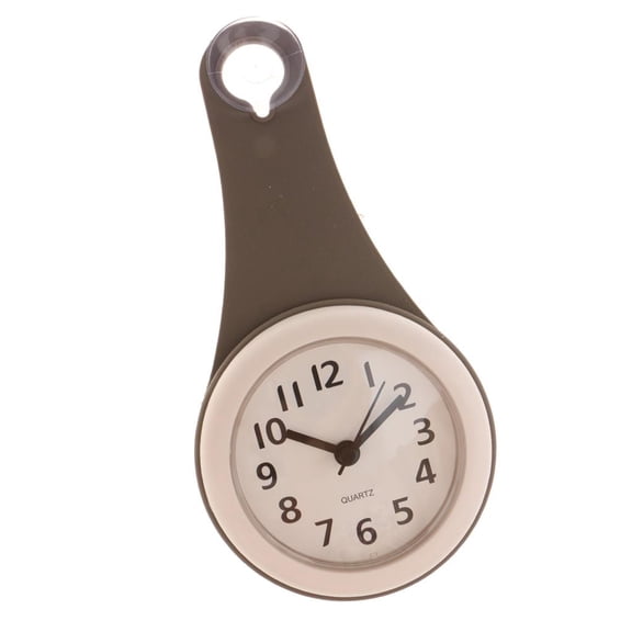 Dualoai 4'' Waterproof Wall Clock Decorative Battery Operated Shower Suction Wall Gray