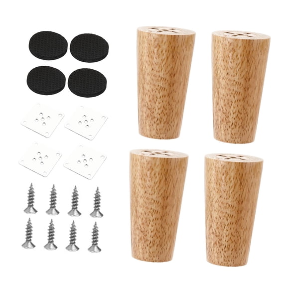 Dualoai 4 Wooden Legs for Furniture Support DIY Projects for Chair Desk Bookcase Ottoman 10cm