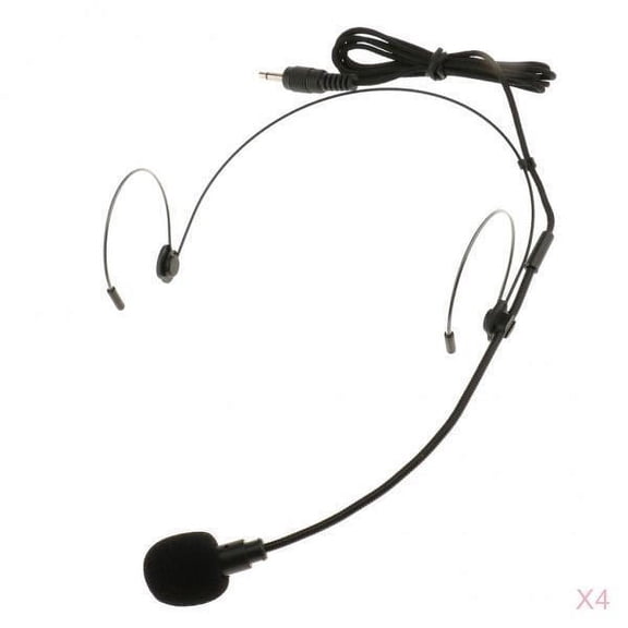 Dualoai 4 x JY-528 3.5mm Straight Angle Double Earhook Wired Headset Headworn Micro