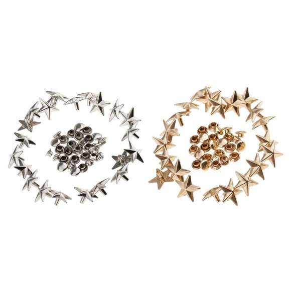 Dualoai 40 Piece 13mm Metal Star Shape Punk Rivets Studs Spikes Buttons for Leather Belt