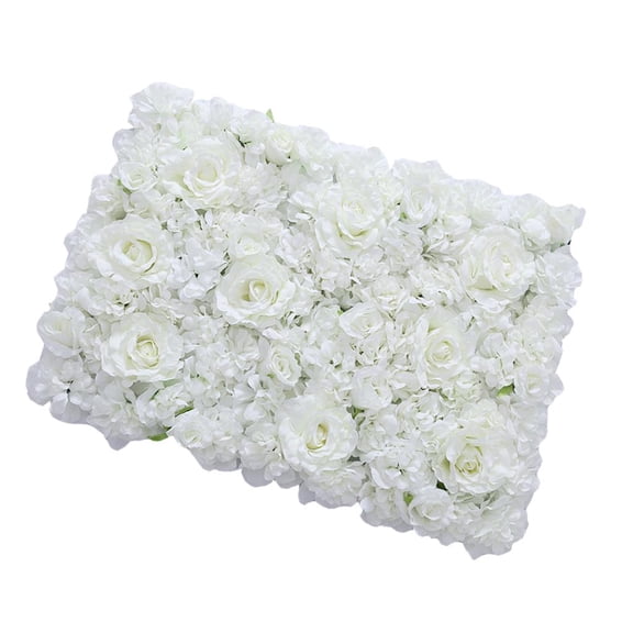 Dualoai 40 cm Artificial Silk flower panel Background for Birthday Christmas Wedding White