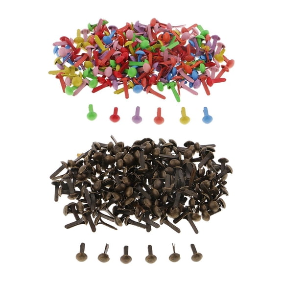 Dualoai 4Pcs Iron Metal Brads Round Mini Decorative Brads Paper Embellishment Fastener