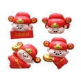 thumbnail image 1 of Dualoai 4Pcs Mini God of Wealth Statues Resin Figurines Creative Decorative Easy Installation Car Dashboard Decorations for Bookshelf, 1 of 8