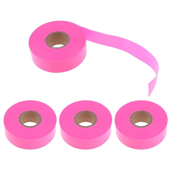 Dualoai 4Pcs Pink Hunting Hiking Flagging Trail Marking Ribbons 45m.L x 2.5cm.W