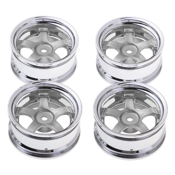 Dualoai 4Pcs Plastic 52mm Wheel Rims 12mm Hex For HSP HPI 1/10 RC On-road Car Buggy - Silver