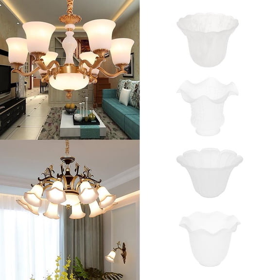 Dualoai 4Pcs/set Replacement Ceiling Fan Light Vanity Chandelier Frosted Glass Shade