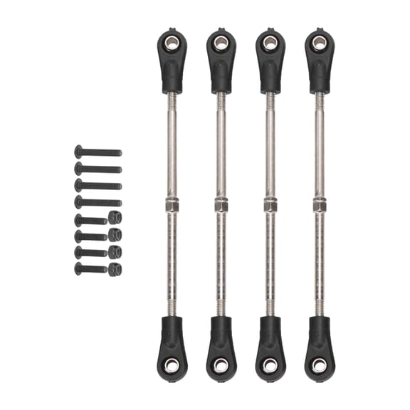 Dualoai 4pcs Upgraded Metal RC Car Adjustable Steering Rod Servo Link Lever for HSP HPI 93mm-102mm