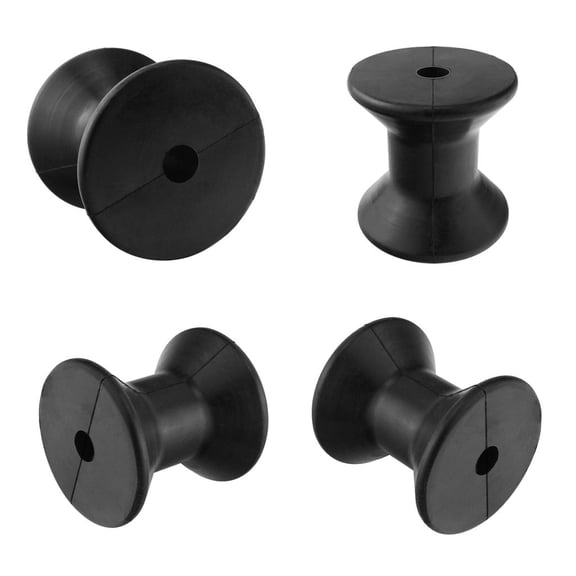 Dualoai 4x Heavy Duty Boat Trailer Roller, Rubber Shaft Keel, Black Universal