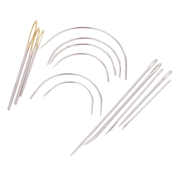 Dualoai 4xRepair Needles For Carpet Leather Canvas Curved Upholstery Hand Sewing Silver