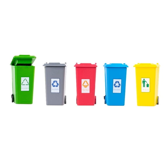Dualoai 5 Color Plastic Mini Trash Can Garbage Cans Kids Garbage Classification Curbside 1:50