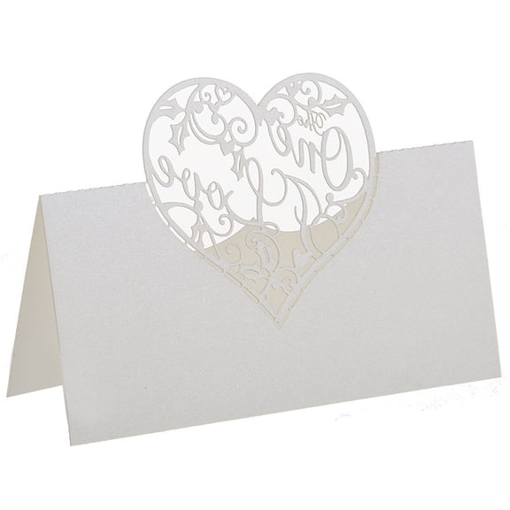 Dualoai 5 Laser Cut Delicate Wedding Guest Table Cards White