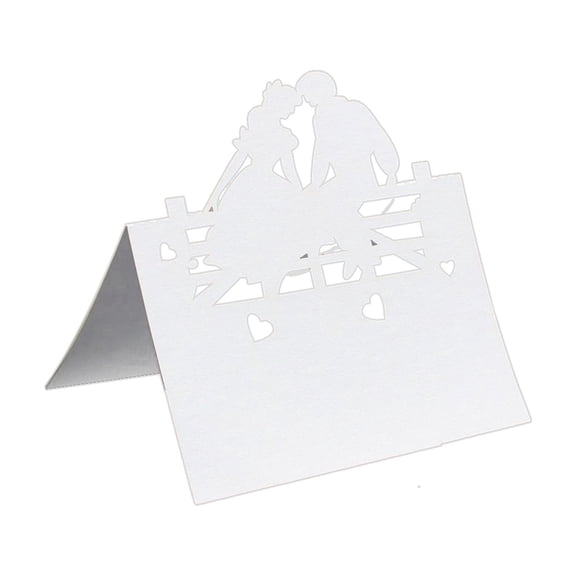 Dualoai 5 Laser Cut Lovers Name Place Cards Wedding Guest Table Cards White